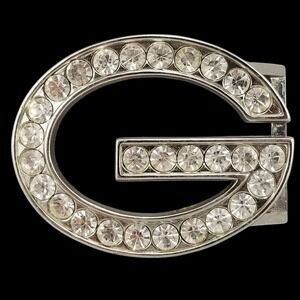Silver G Logo Rhinestone‎ Belt Buckle Accessory for Women Men Unisex